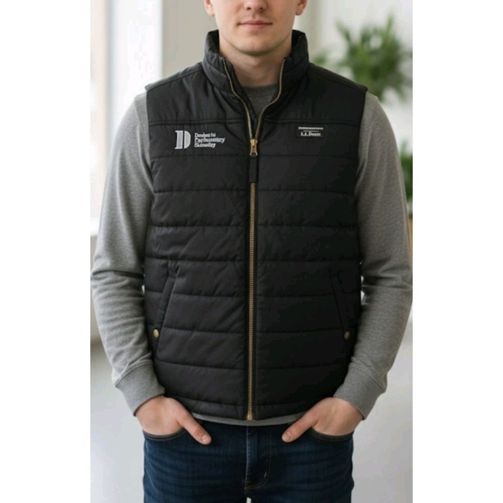 L.L.Bean Men's Puffer Vest ID 511458 Black L REG Quilted "Invest in Democracy...